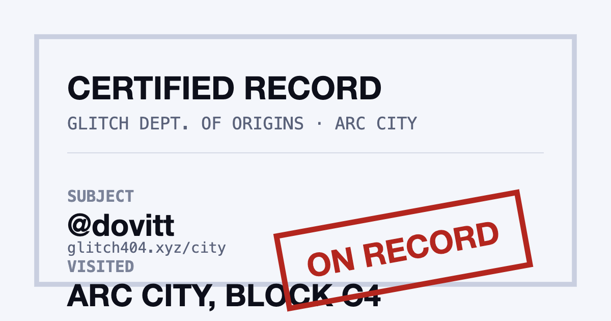 Filed at the Dept. of Origins. On the network for 5d 08h 36m, since block 21,754,757. The case stays open.